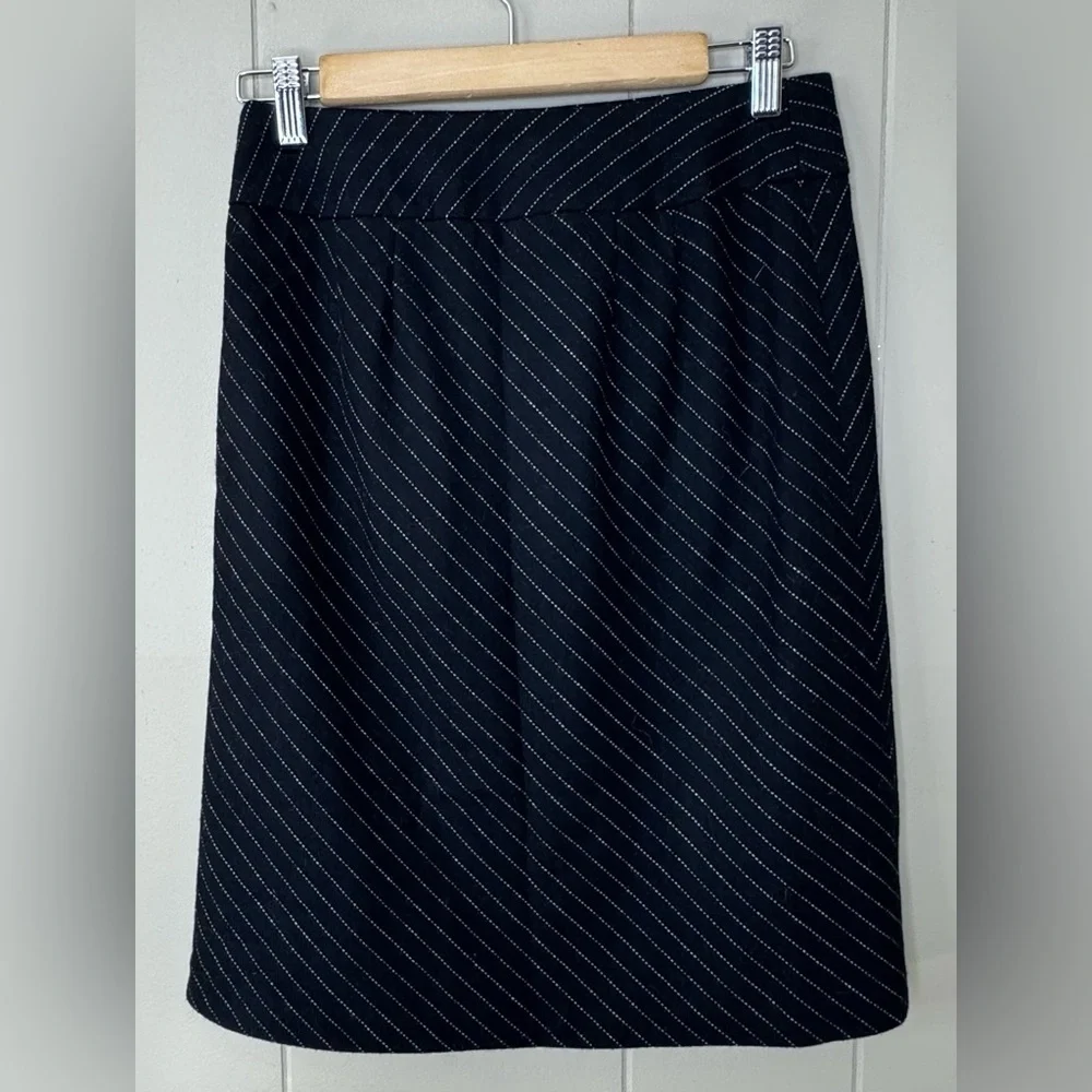 VTG Ann Taylor Loft Wool Blend Chevron Striped Lined Pencil Skirt Womens Size 2
